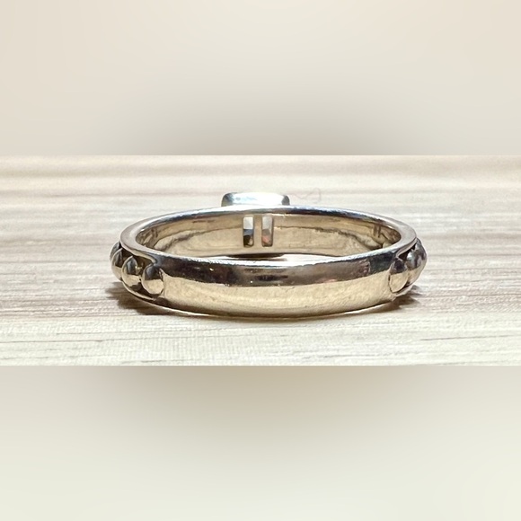 Designer ATR Sterling Silver & 14K Gold CZ Pebbled Band Ring, Size 6.75, 2g - Picture 3 of 11